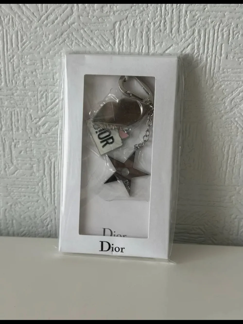 Dior Silver Star Charm Keyring with Dior Tag-NIB!